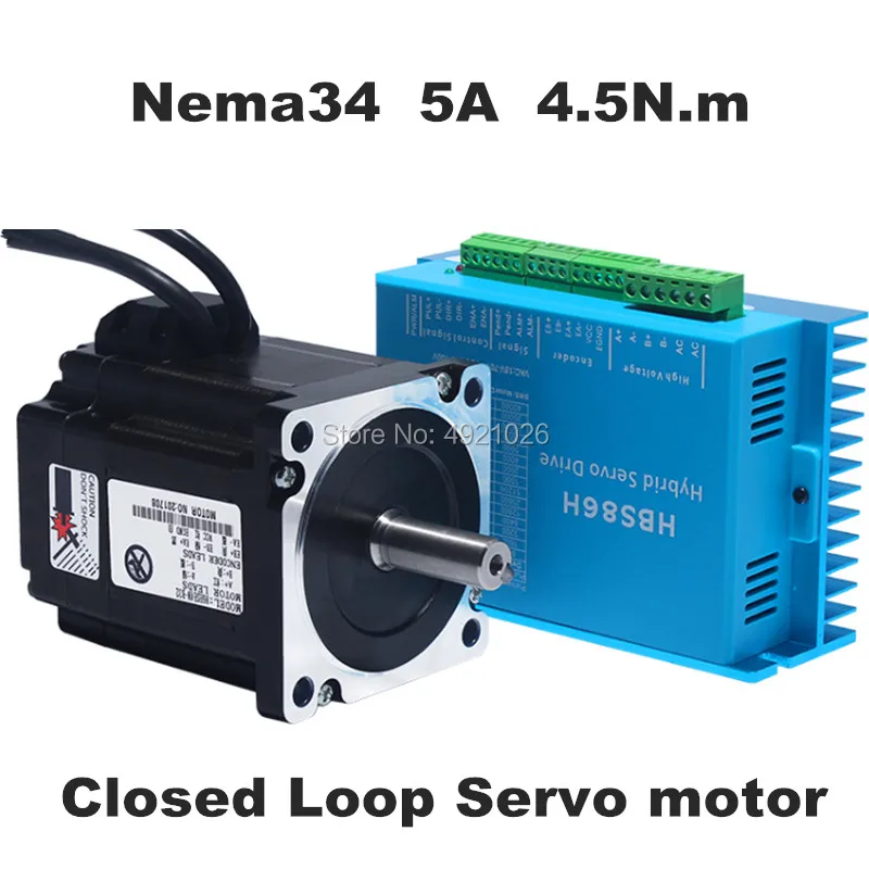 

NEMA 34 Closed Loop Stepper Motor 4.5Nm 5A 642Oz-in Hybrid Stepping Motor Nema34 Close Loop Motor drive