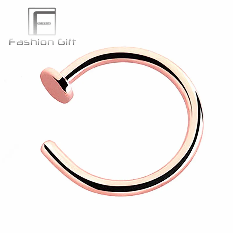 

Rose Gold Color Fake Nose Rings False Piercing Body Jewelry G23 Titanium Hoops