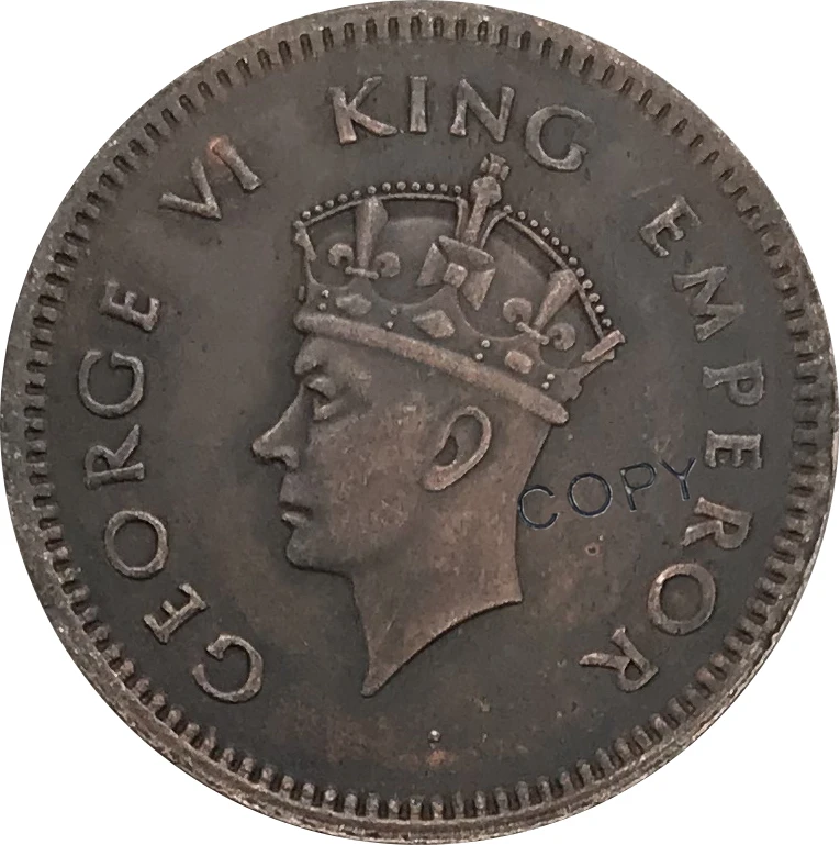 

1938 India 1/2 Pice Red Copper collectibles Copy Coin