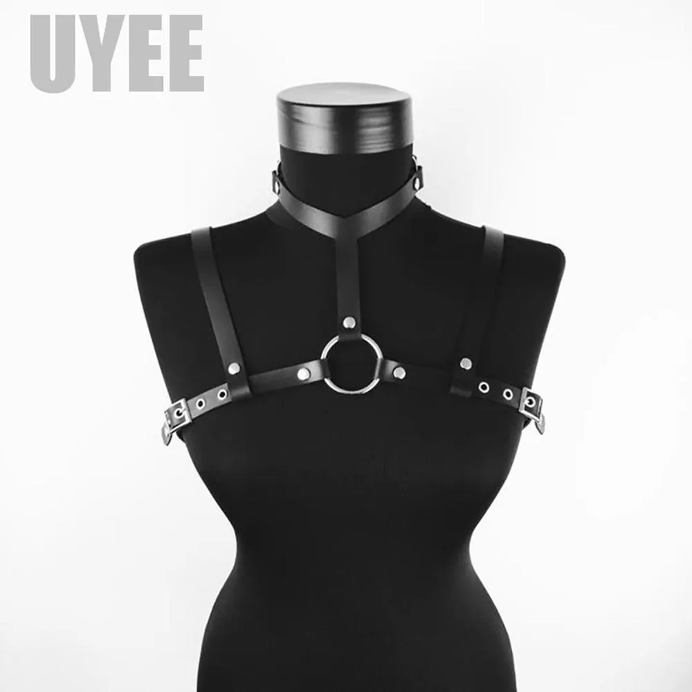 

UYEE Fashion Leather Harness Sexy Lingerie Women Garter Belts Bra Body Bondage Underwear Suspenders Prom Dress Punk Adjustable