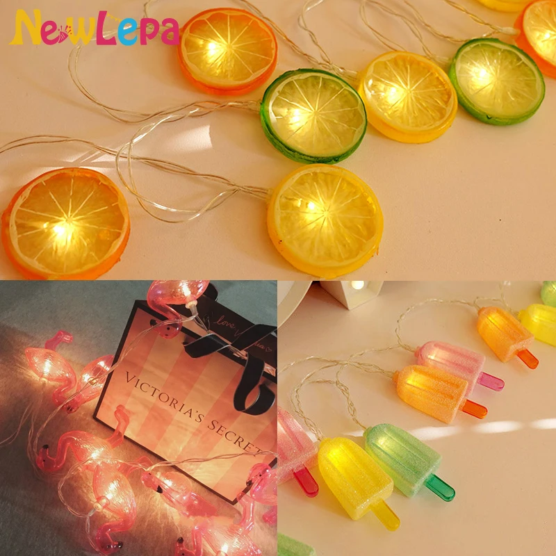 

String Lights Lemon Flamingo ice lolly Led Light Home Garden Lights Battery Powered Party 3V AA Indoor Lights Party Decoration