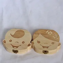 50 шт. испанский английский Краски зуб Коробка органайзер для ребенка молочные зубы сохранить дерева коробка для хранения подарок для детей, мальчик