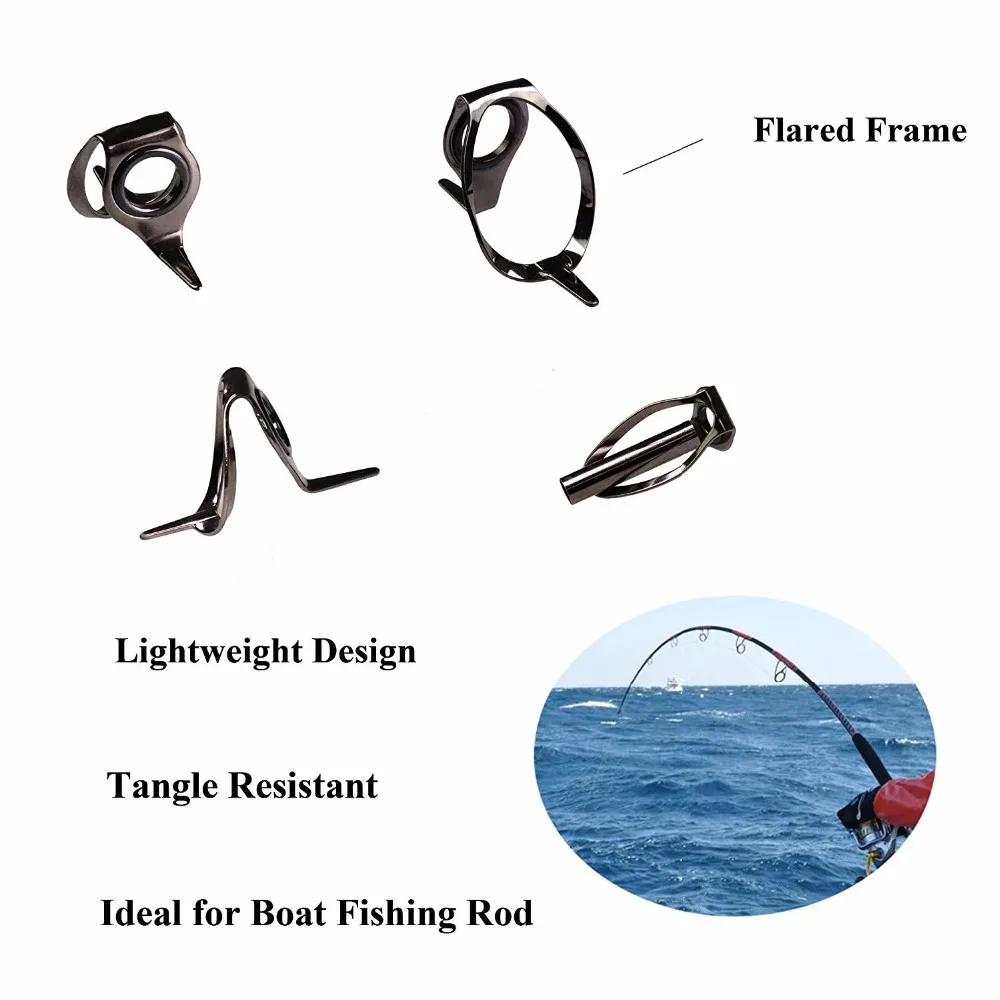 35pcs 8#-25# Big Jigging Fishing Rod Guides Tip Tops Repair Kit Sea Heavy Duty Boat Saltwater Fishing Rod Jigging Guides Tip Top