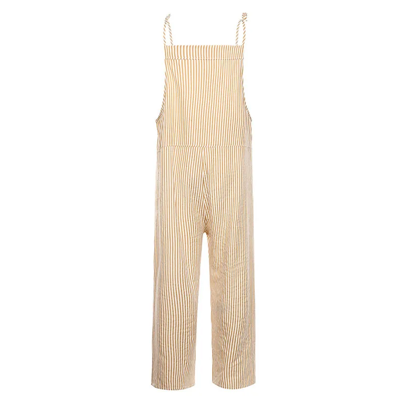 Sleeveless Overalls For Women Pocket Jumpsuit Summer Striped Rompers Womens Jumpsuit Loose Combinaison Femme 40MAY1416