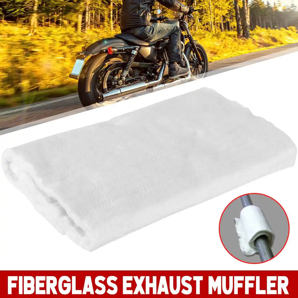 Tubo de Escape de Escape Moto Escape de fibra de vidrio E-Glass Silenciador Silenciador de fibra de embalaje de tela for la motocicleta universal