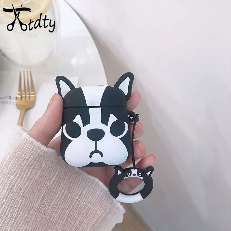 Fashion Cute Bulldog Soft Silicone Protective Cover Shockproof Case Skin for Airpods 1/2 Charging Box dropshipping