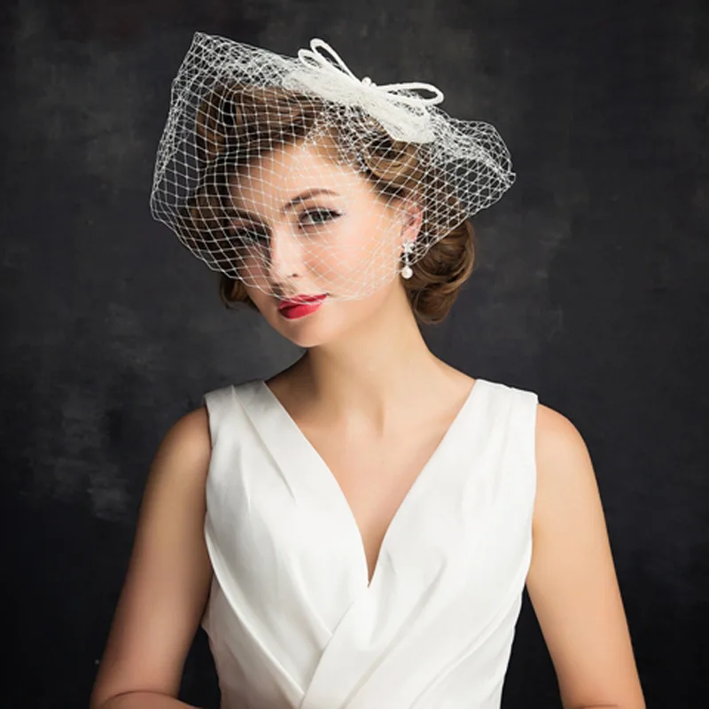 2018 New Fashion Bridal Net Hats White 