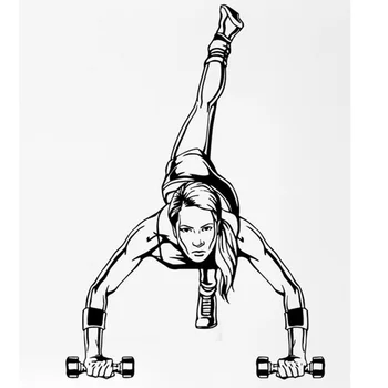 

Sexy Gril Gym Vinyl Wall Decal Sport Activity Woman Girl Crossfit Fitness Mural Wall Sticker Fitness Centre Room Home Decoration