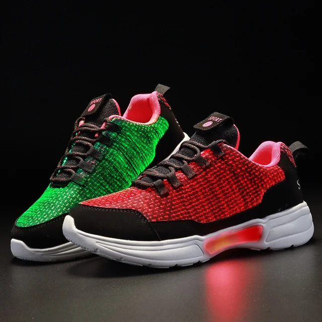 Nuevos zapatos LED de fibra óptica para niñas, niños, hombres y mujeres, zapatos de carga USB ligeros para adultos, zapatillas brillantes para correr - Imagen 3