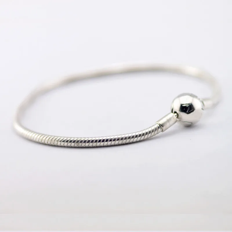 

Smooth Clasp Bracelet For Woman DIY Jewelry Making Sterling Silver Bracelets Fit Fashion Female Charms & Beads