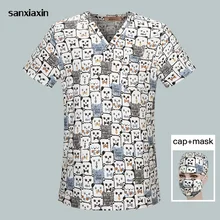 Красота униформа для салона аптека больничный медицинский скраб одежда Кепка маска мода Slim Fit стоматологическая клиника медсестры униформа хирургический Топ