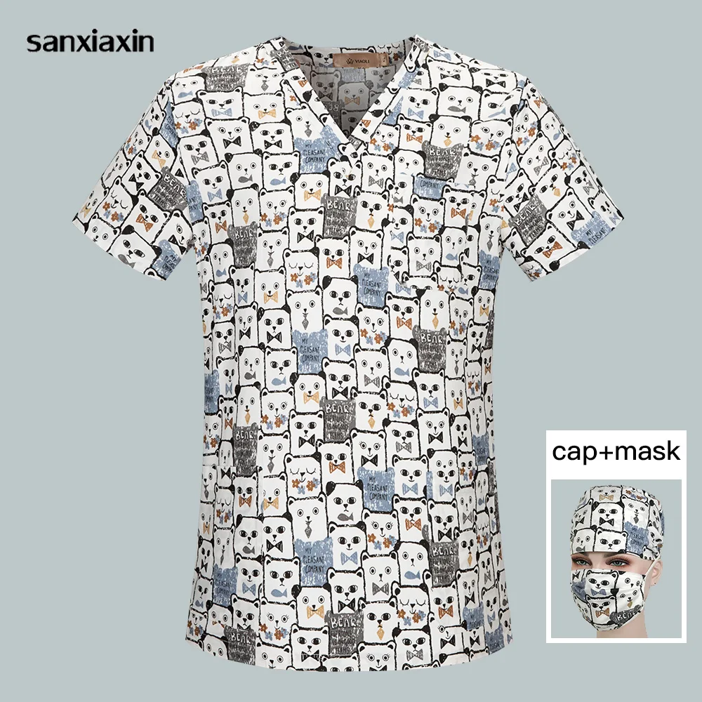 

Beauty salon uniforms pharmacy hospital medical scrub clothes cap mask Fashion Slim Fit dental clinic nurse uniform surgical top