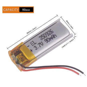 

3.7V 90mAh 350926 Lithium Polymer Li-Po li ion Rechargeable Battery Lipo cells For MP3 MP4 GPS Bluetooth earphone speaker LY 11