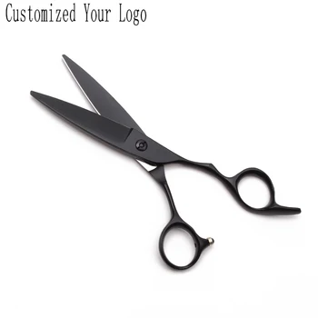 

C9123 6" 17cm JP 440C Black Color Engraving Logo Micro Sawtooth Cutting Shears Hairdresser's Scissors Professional Hair Scissors