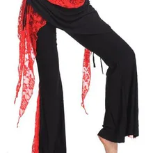 Женский костюм для танца живота, штаны для танца живота с разрезом по бокам, кружевные штаны для взрослых, штаны для танца живота