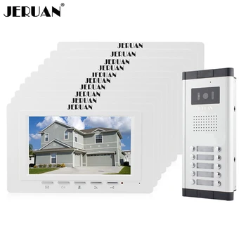 

JERUAN Apartment Doorbell intercom 7 inch LCD video door phone intercom system 10 Monitor 700TVL IR Camera for 10 Call button
