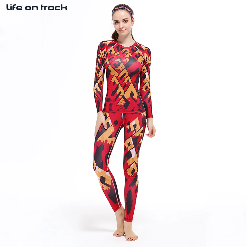 

Skin Compression Tights Women Yoga sets Red Print Set FitnessTraining Shaper Tight Sport Jerseys Bodybuilding Woman