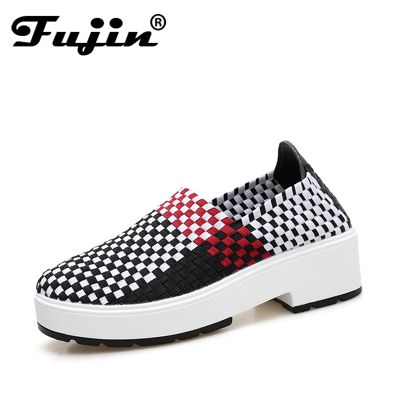 

Fujin 2019 Women Shoes Comfortable Breathable Mesh Casual Shoes For Lady Spring Autumn Platform Flats Slip on Women Sneakers