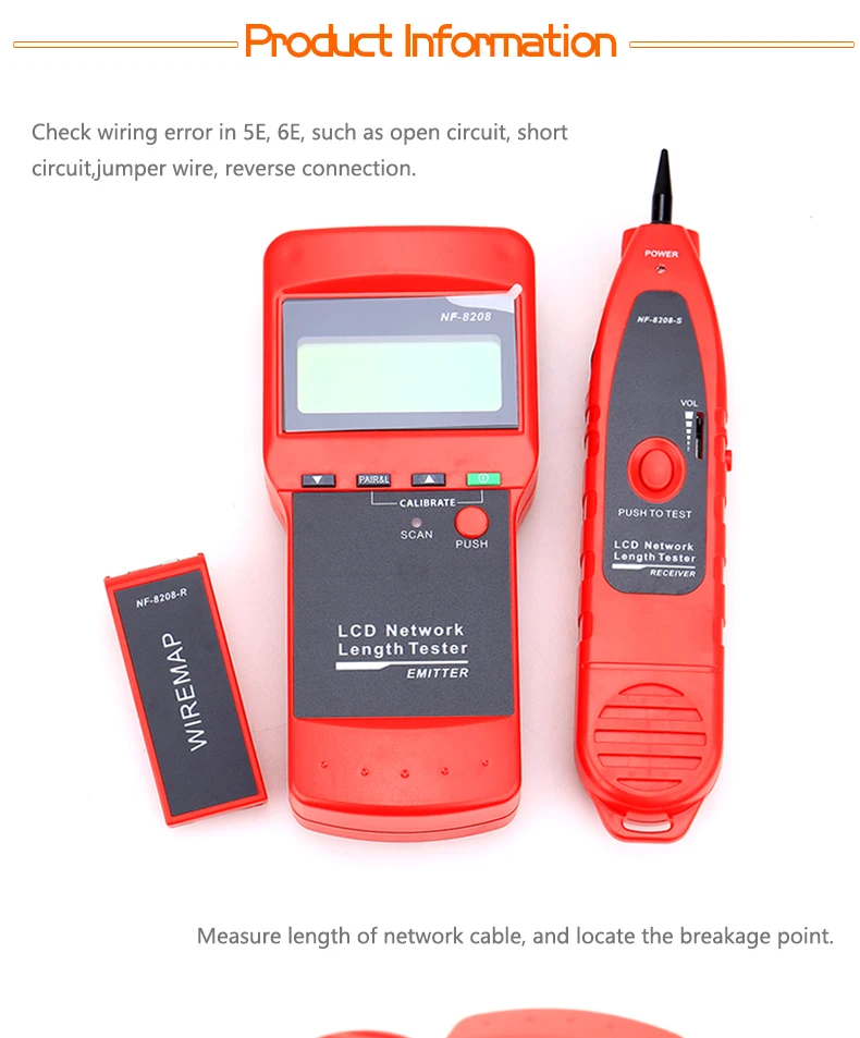 NF-8208 оригинальный RJ45 Локальной Сети Кабельный тестер для проверки витой пары, телефонной проводки, диагностика тон Tracer Ethernet многоцелевой