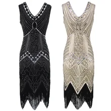 

1920s Great Gatsby Latin Dance Dresses Flapper V Neck Beaded Sequins Party Mini Dress Gatsby Dress