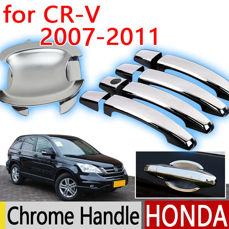 

For Honda CRV 2007-2011 Chrome Door Handle Covers Trim Set of 4P Never Rust 2008 2009 2010 Car Accessories Stickers Car Styling