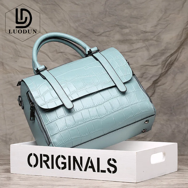 

LUODUN Famous Brand 2018 spring and summer new cowhide handbags small square bag leather shoulder Messenger bag ladies bag