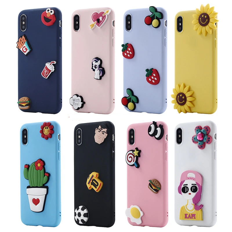

New Cartoon Soft Silicone Case For iPhone X 8 5 5S 6 6S 7 Plus SE 3D Phone Back Cover Skins Shell For iPhone 6 Plus 8 Plus Cases