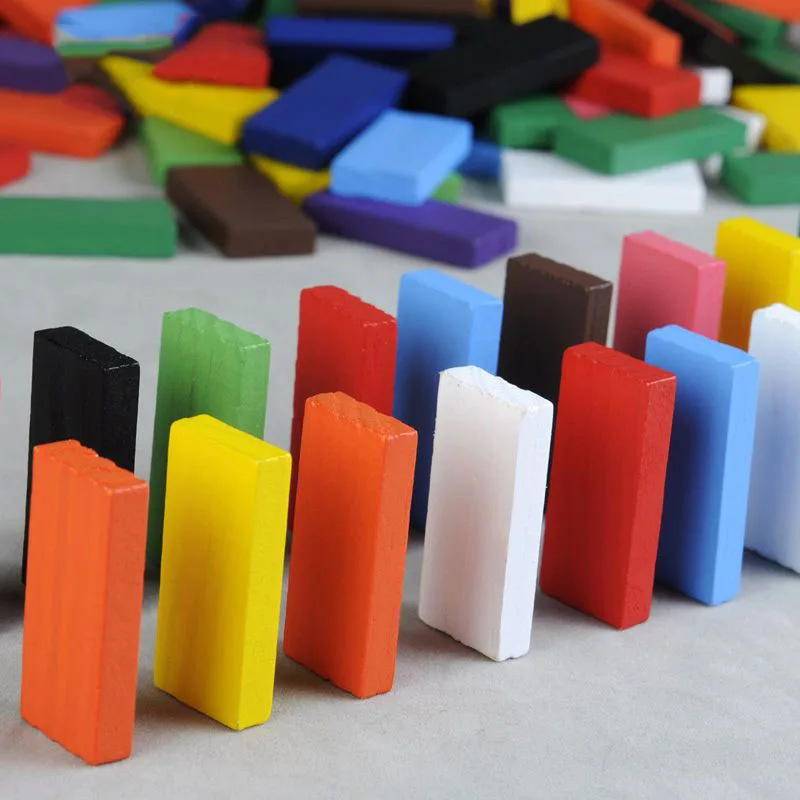 

120 pcs Children Wooden Rainbow Domino Blocks Educational Toy/Kids Wooden Colorful Dominoes Block Set Early learning Toy