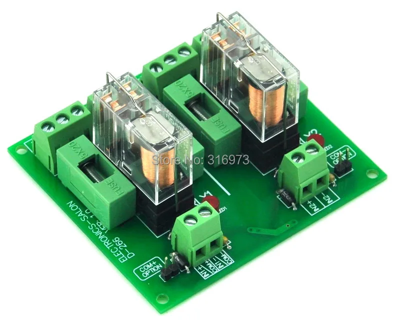 

Fused 2 DPDT 5A Power Relay Interface Module, G2R-2 24V DC Relay.