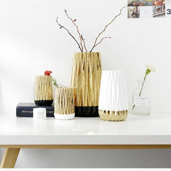

Exquisite brief golden art ceramic vase Fashion small fresh abstract home decoration vase