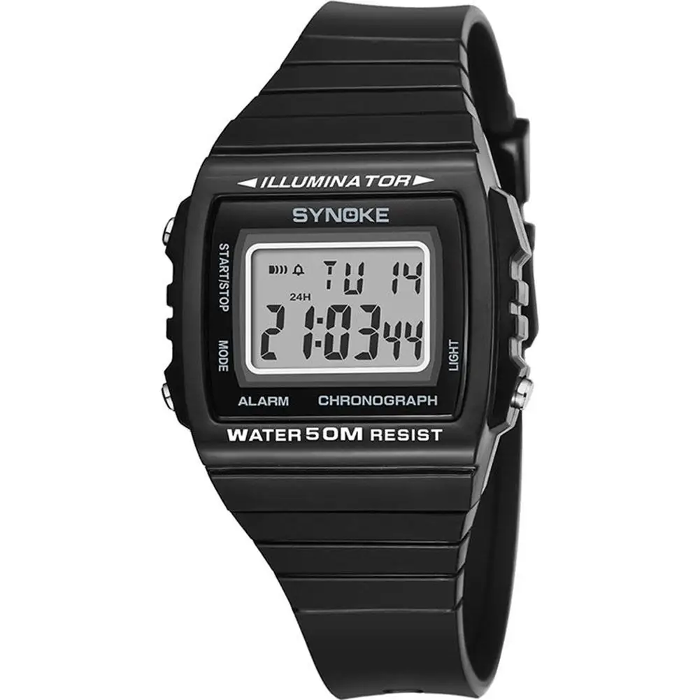 

Outdoor Men Waterproof Square Dial Digital Display Calendar Alarm Wrist LED Watch Cheap Military Electronics Watch relojes