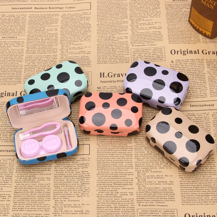 Fashion Dot contact lens case with mirror colored contact lens case