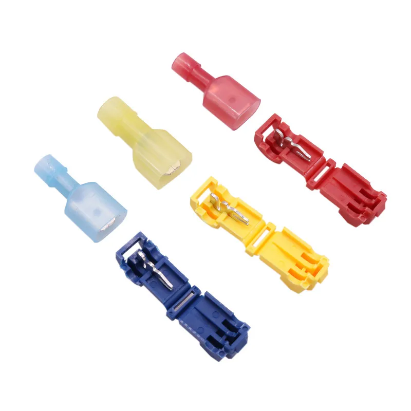 Koop 50 stks partij Elektrische Apparatuur Levert Connectors Terminals Terminals T1 Rood T2 Blauw T3 Gele Draad Quick Connect Connector