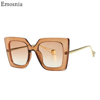 

2019 Korean Style Square Sunglasses Women Trendy Brand Gradient Black Pearl Decoration Sun Glasses Female Cat Eye Shades UV400