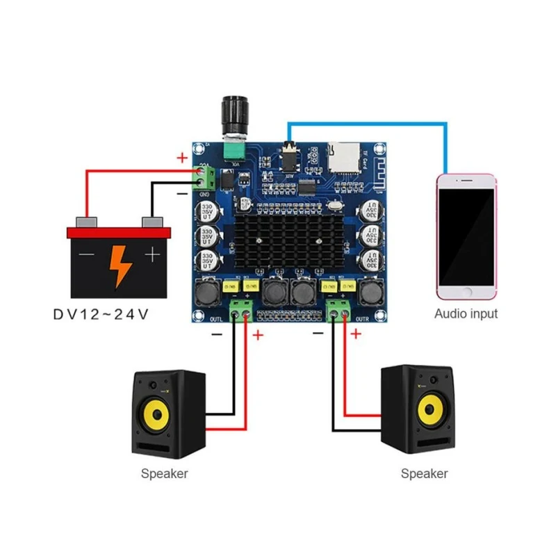 Bluetooth 4,1 TPA3116 50 Вт x2 цифровой усилитель мощности плата 2,0 стерео усилитель модуль Поддержка TF карты AUX XH-A104