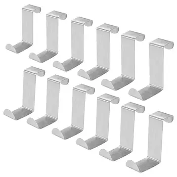 

Pack of 12 Stainless Steel Over Door Hooks Hanger Over Cupboard Hooks Drawer Hook for Office and Kitchen (2cm to 4.5cm Door or