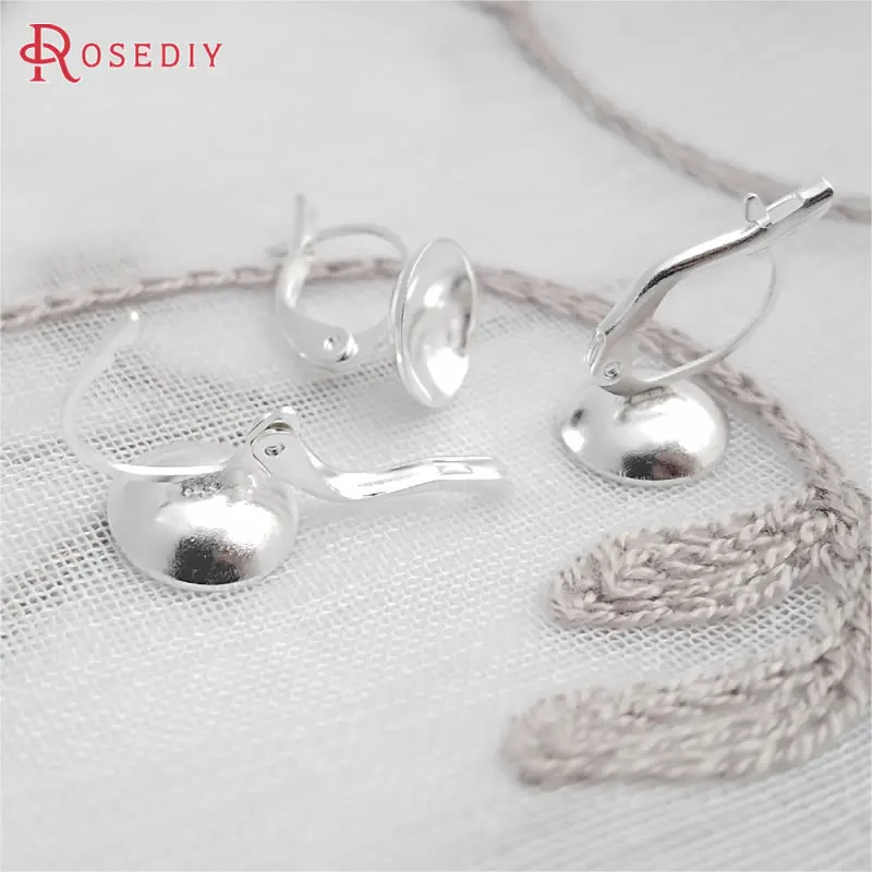 

(30625-2)40PCS Height 12MM Arcuated Disk 10MM Silver Color Brass France Style Earring Hook Diy Jewelry Findings Accessories
