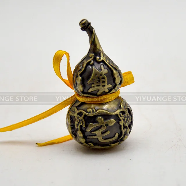 Chinese Fengshui Wu Lou Hu Lu Miniaturas Copper Gourd Amulet Brass