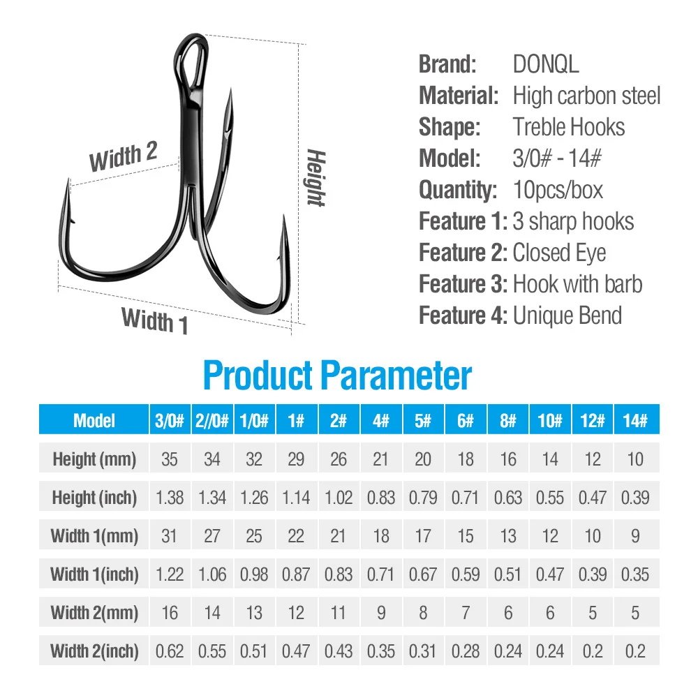 DONQL 10/20 штук высокое качество тройной набор рыболовных крючков супер острый колючие рыболовные крючки, карповый крючок тройные Крючки морские рыболовные снасти аксессуары