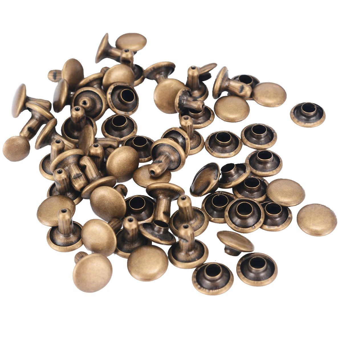 120 Set Silver + Bronze Rivets DIY Crafts Leather Repairing Rivets Tubular Metal Single with Fixing Tool Kit with Storage Box