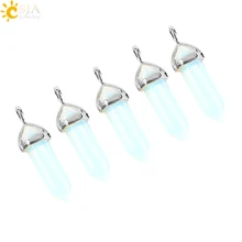 CSJA Шестигранная призма, опал, полудрагоценный драгоценный камень, подвеска в форме пули, подвеска и штатное ожерелье для мужчин и женщин, ювелирные изделия E271