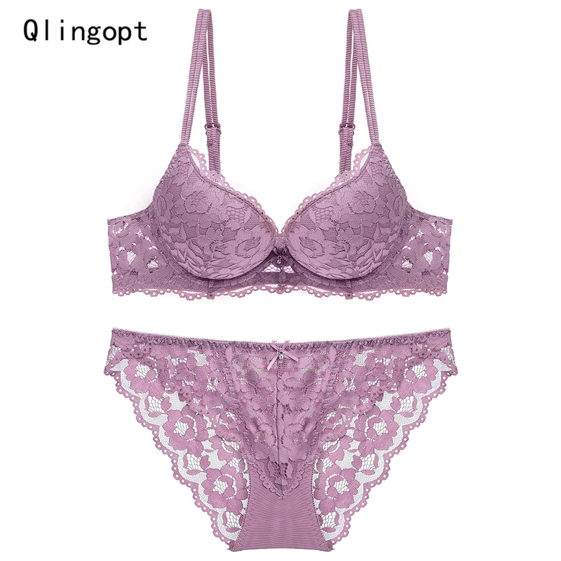 Qlingopt Bra Set Push Up Lace Underwear Women Set Lace Women Bras Lace