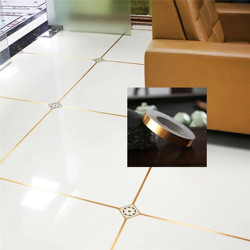 

50m Gold Silver Self-adhesive Dust-proof Waterproof Tile Gap Sticker with Stripes for Home Decor Household