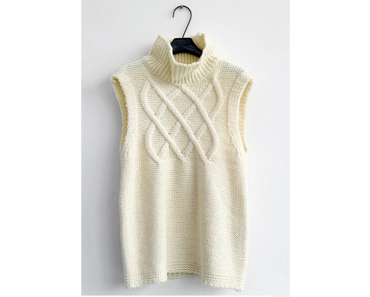 Women's turtleneck thick warm long knit sweaters pullovers female vest 2015 New fall winter lady top woman sleeveless sweater