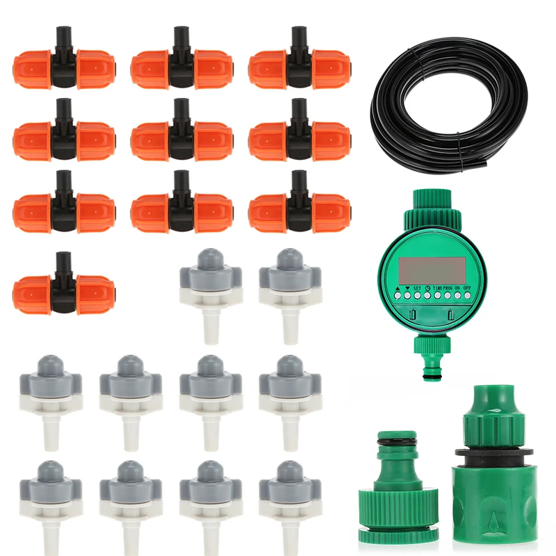 Watering Kits Spray Drip Irrigation System With Timer Garden Hose Kits