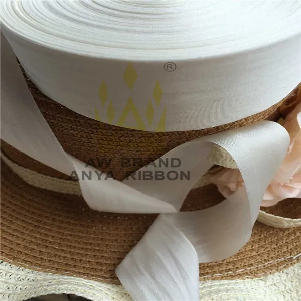 

36mmX90m undyed white 100% pure silk embroidery ribbon thin taffeta high quality silk ribbon Anya Ribbon Handcraft