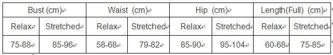 new one size chart