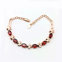 Новинка Юбилей подарок 925 Щепка гранат природный камень женщины браслет Ювелирные украшения красный Мода Четыре листьями клевера