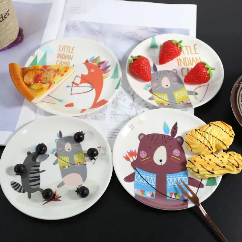 

Durable Melamine Cartoon Dessert Plates Imitation Porcelain Tableware Dessert Dish Child Breakfast Plate