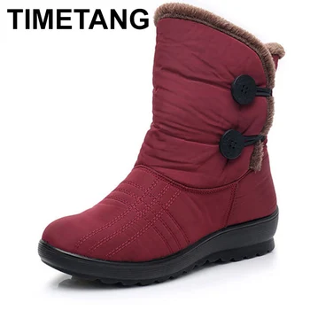 

TIMETANG Snow Boots 2018 Brand Women Winter Boots Button lady Shoes Antiskid Waterproof Flexible Women Fashion Casual Boots E238
